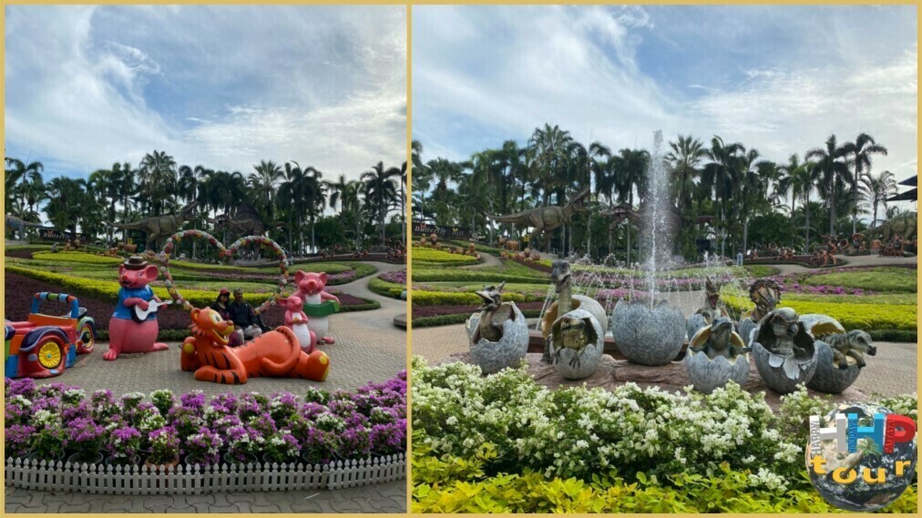 Различные декорации для фото на холме бабочек в ботаническом саду Нонг Нуч Паттайя.