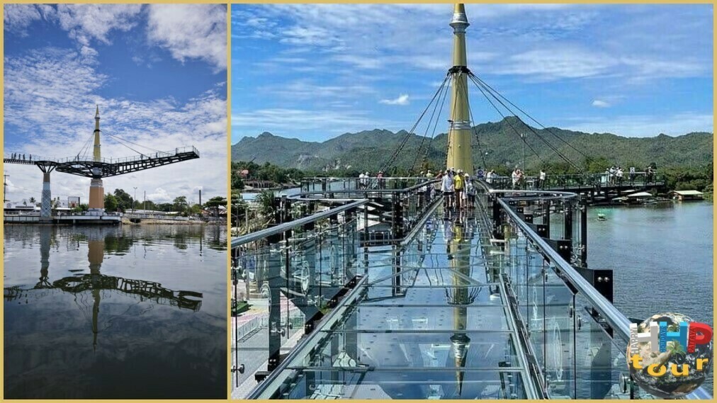 Экскурсия из Паттайи на 2 дня 1 ночь Река Квай + Сафари. Стеклянный мост над рекой в Канчанабури с видом на горы.