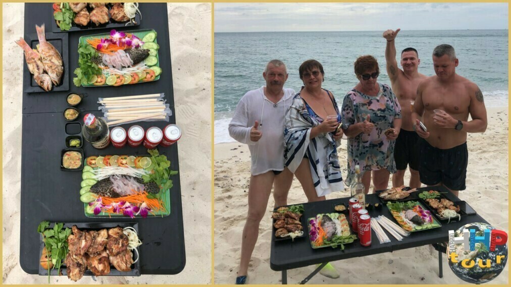 Морская экскурсия из Паттайи на необитаемый остров Paradise. Сытный обед, сашими, жареная рыба, жареная курица на мангале, освежающие напитки, алкогольные коктейли.
