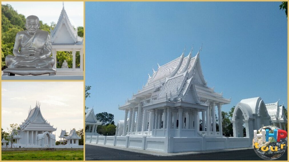 Знакомство с Сиамом, белый храм в Паттайе вид сбоку.