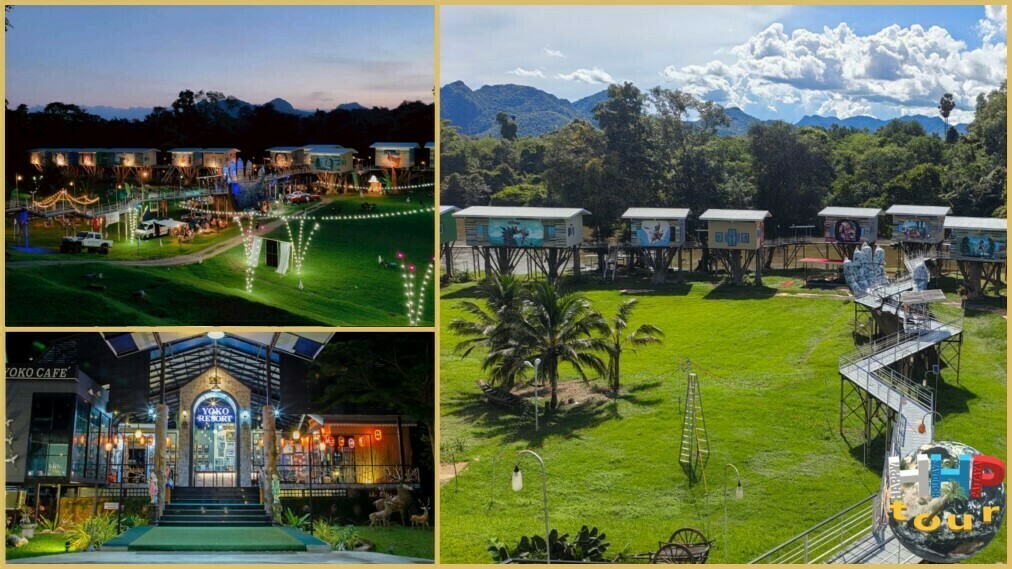 Отель Yoko Resort на экскурсии Река Квай Paradise. Вид вечером.