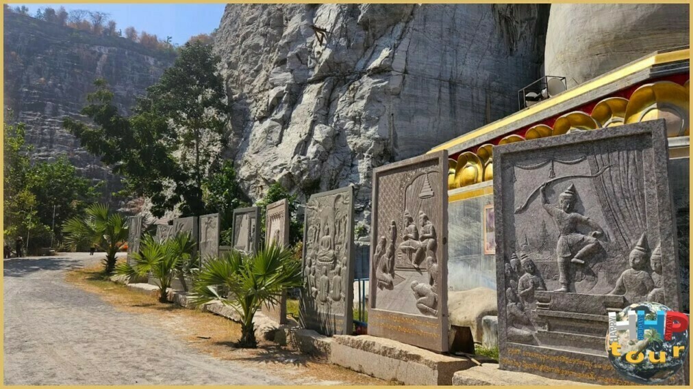 Экскурсия Квай Сафари и Каньон Летающего Дракона. Wat Khao Tham Thiam. Изображения, высеченные на каменных полотнах.
