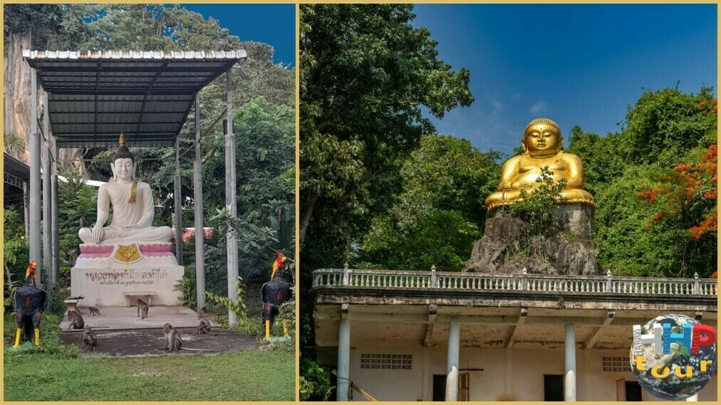 Экскурсия на Ко Чанг премиум. Статуи Будды в позе лотоса в храме Золотой Колокольчик.