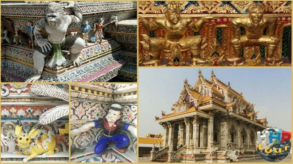 9 Чуде Бангкока. ХРАМ ДЭВИДА БЭКХЕМА (Wat Pariwat). На стенах храма силуэт Бэкхэма, Чубаки, Пикачу и моряка Папая.