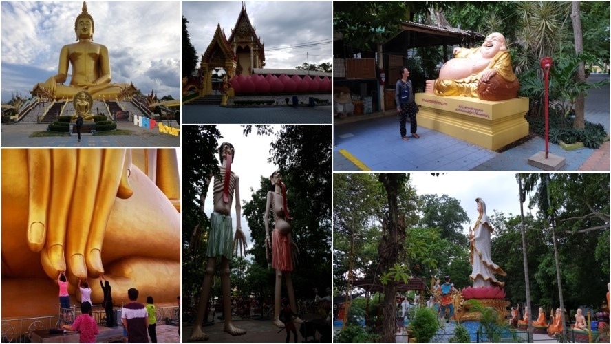 Wat Muang – Храмовый комплекс, состоящий из изваяния Большого Будды (нужно дотронуться до кончиков пальцев Будды чтобы исполнилось заветное желание) и масштабной территории Ада и Рая в традиционном тайском представлении.